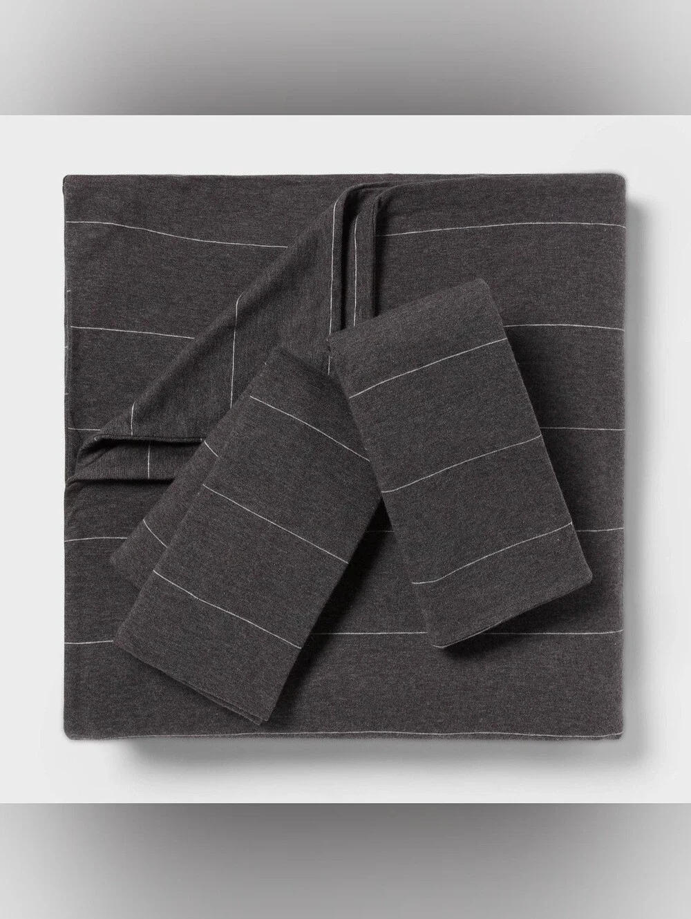 Threshold Full/Queen Jersey Duvet and Sham Set Dark Gray Striped